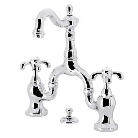 Kingston Brass Bridge Bathroom Faucet with Brass Pop-Up, Polished Chrome KS7971TX